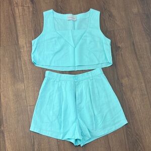 Elegant High Waist Women's Shorts in Aqua